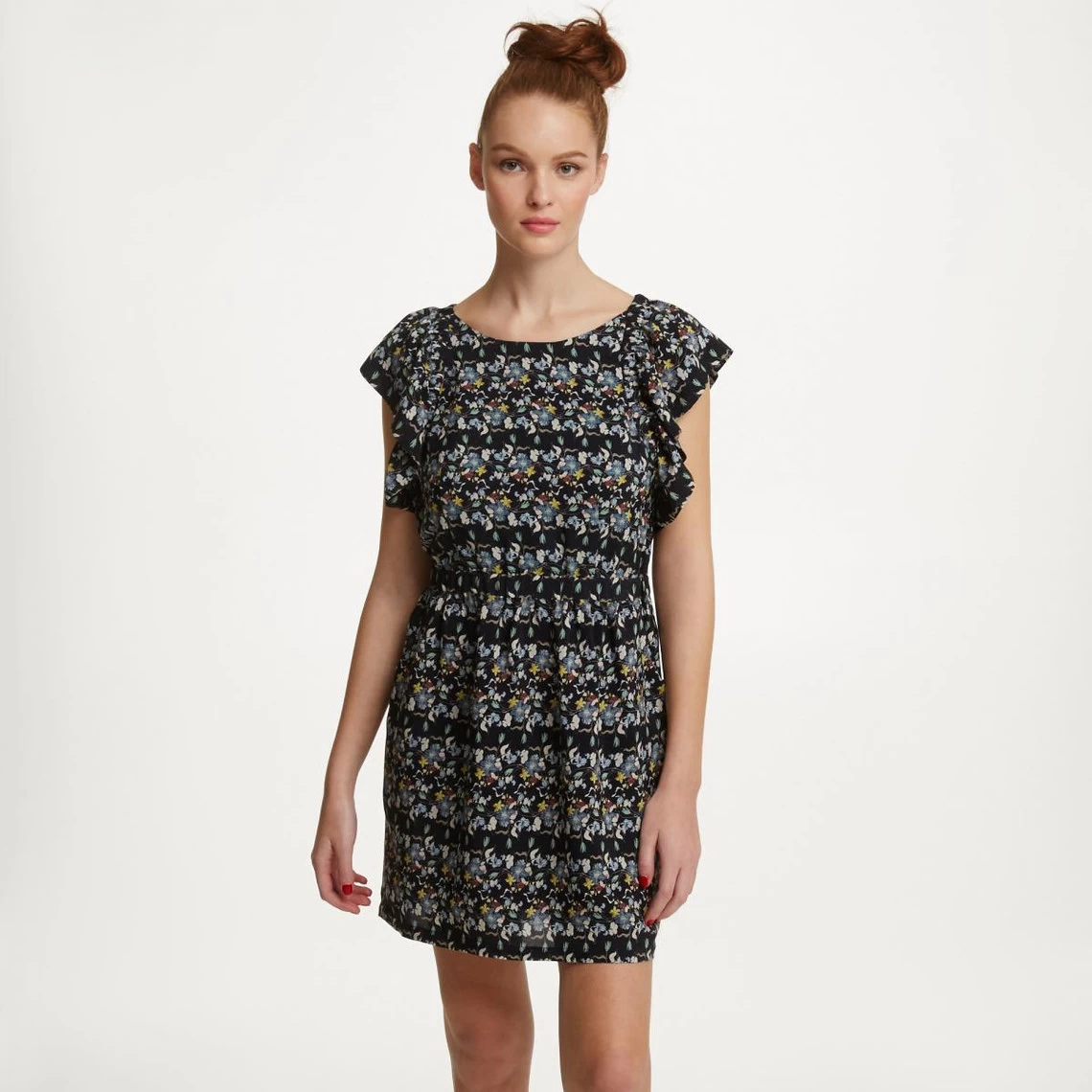 Robe Courte Manches Volantées Imprimé Floral Dos Nu Femme See U Soon - Bleu | 3 SUISSES 3 Robe Courte Manches Volantées Imprimé Floral Dos Nu Femme See U Soon - Bleu | 3 SUISSES