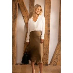 Jupe Fluide Unie Satinée Hannah | Jupe Mi-longue 3 SUISSES