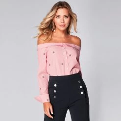 Chemise Femme Col Bateau 3 SUISSES Collection- Rayé Rouge | 3 SUISSES