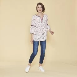 Blouse Imprimée Jeux De Plis Manches Longues élastiquées Femme - Imprimé Écru | 3 SUISSES -Chic Femme Soldes blouse imprimee jeux de plis manches longues elastiquees femme imprime cru 1051677 1140x1140