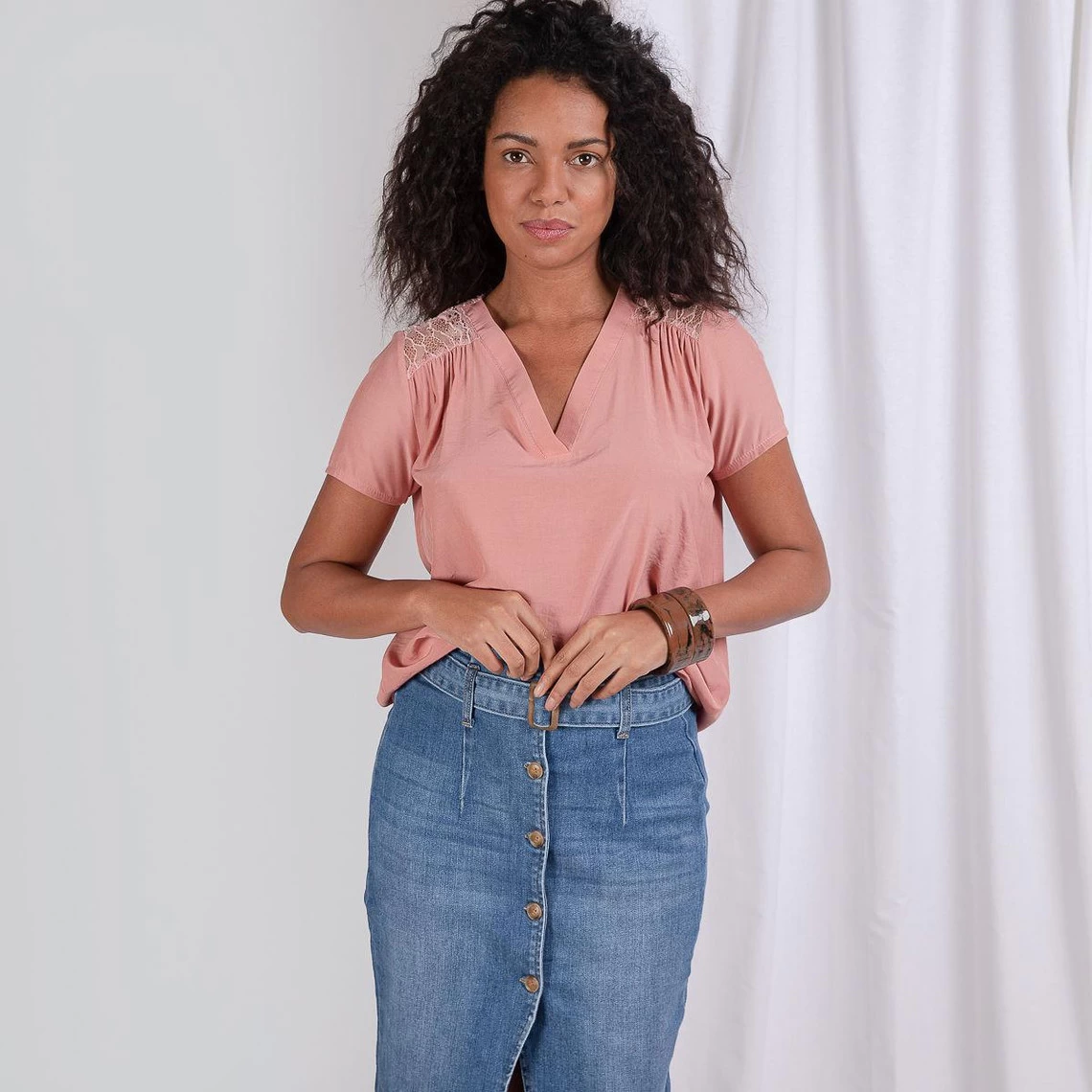 Blouse Manches Courtes à Dentelle Constance | Blouse 3 SUISSES 3 Blouse Manches Courtes à Dentelle Constance | Blouse 3 SUISSES