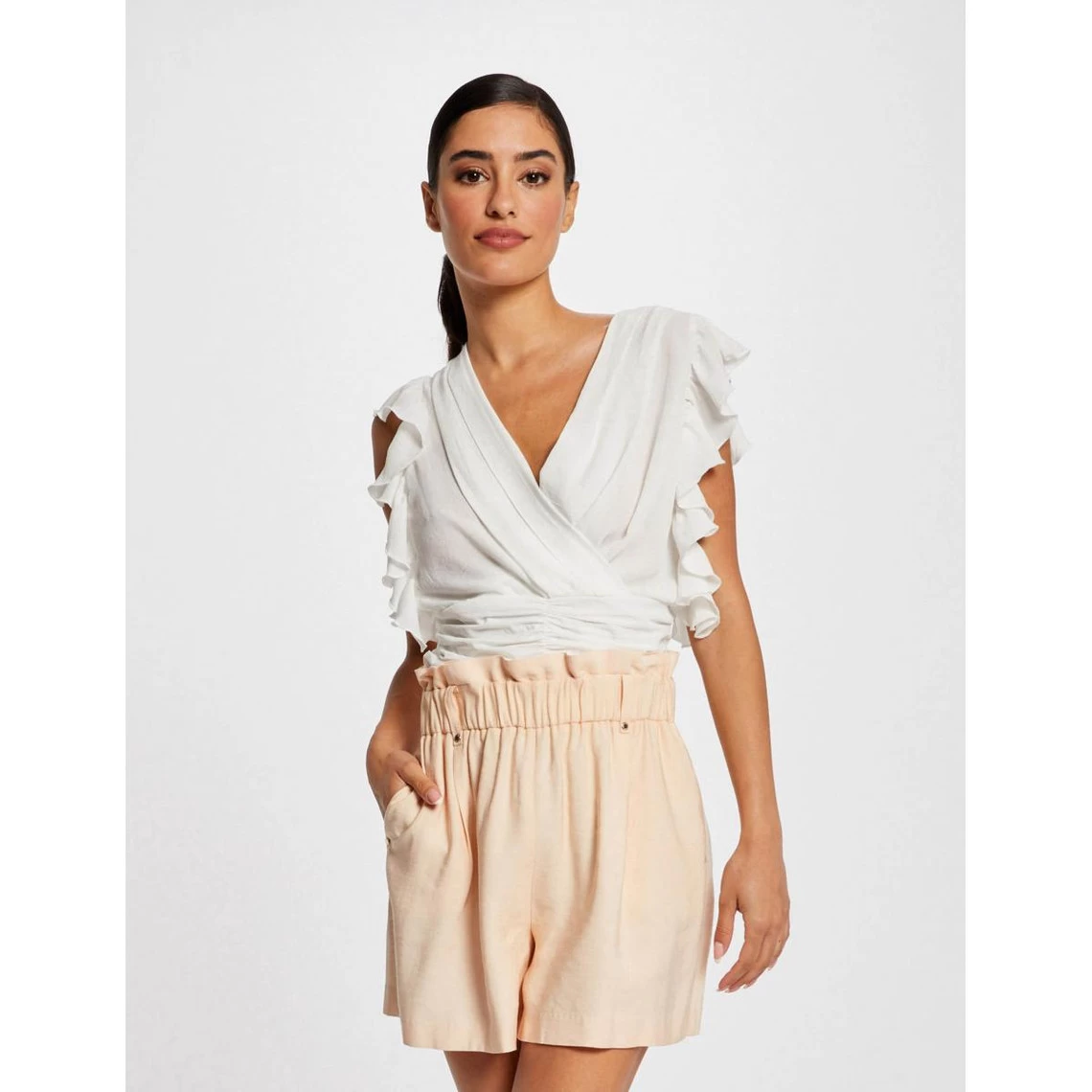 MORGAN Blouse Manches Courtes à Volants | 3 SUISSES 3 MORGAN Blouse Manches Courtes à Volants | 3 SUISSES