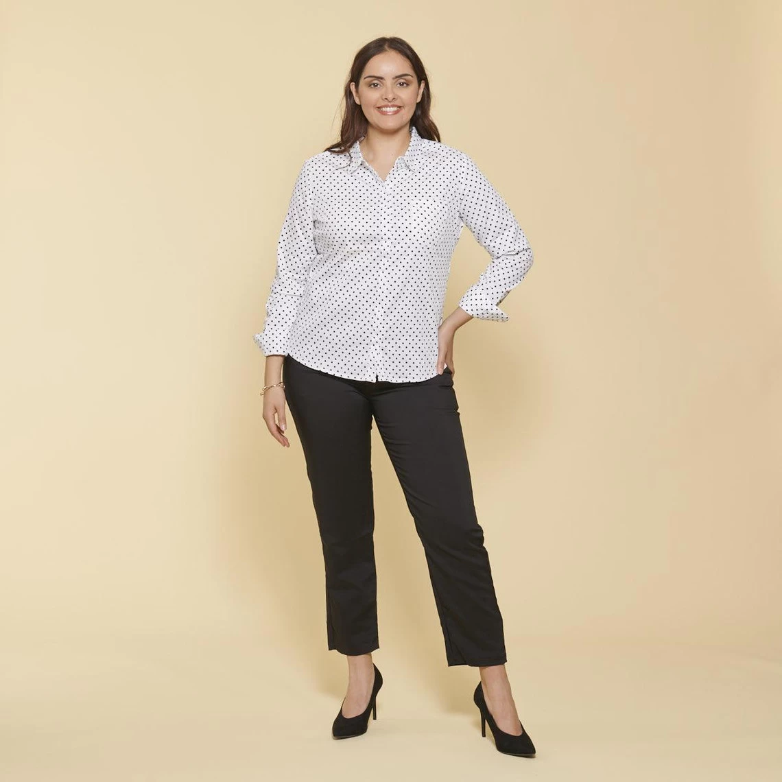 Chemise Manches Longues Bas Arrondi Femme - Blanc Et Bleu | 3 SUISSES 7 Chemise Manches Longues Bas Arrondi Femme - Blanc Et Bleu | 3 SUISSES – Image 5