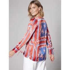 Chemisier Cache Cœur En Satin Imprimé | Chemise 3 SUISSES -Chic Femme Soldes chemisier a encolure croisee dansant en satin satine 3212649 3 1140x1140