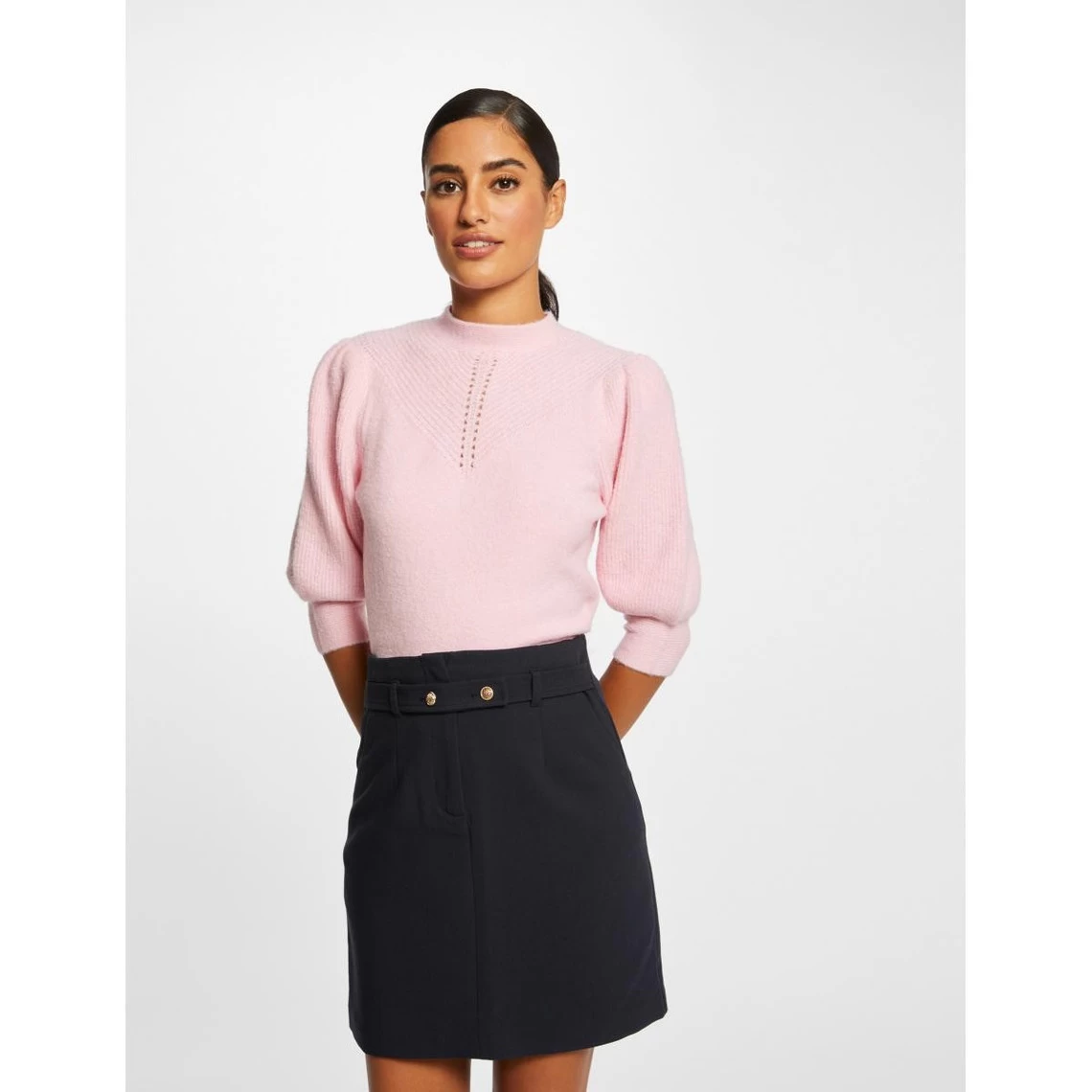 MORGAN Jupe City Droite Taille Haute MARINE | 3 SUISSES 4 MORGAN Jupe City Droite Taille Haute MARINE | 3 SUISSES – Image 2