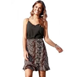 Jupe Croisée Avec Boutons En Bois | Jupe Courte 3 SUISSES