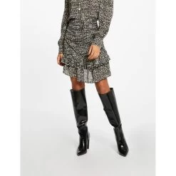 MORGAN Jupe Droite à Volants Imprimé à Pois NOIR | 3 SUISSES