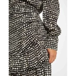 MORGAN Jupe Droite à Volants Imprimé à Pois NOIR | 3 SUISSES -Chic Femme Soldes jupe droite a volants imprime a pois noir 3431166 6601336 36 1140x1140