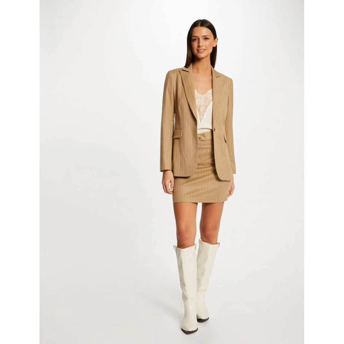 MORGAN Jupe Droite Ceinturée à Rayures | 3 SUISSES 4 MORGAN Jupe Droite Ceinturée à Rayures | 3 SUISSES – Image 2