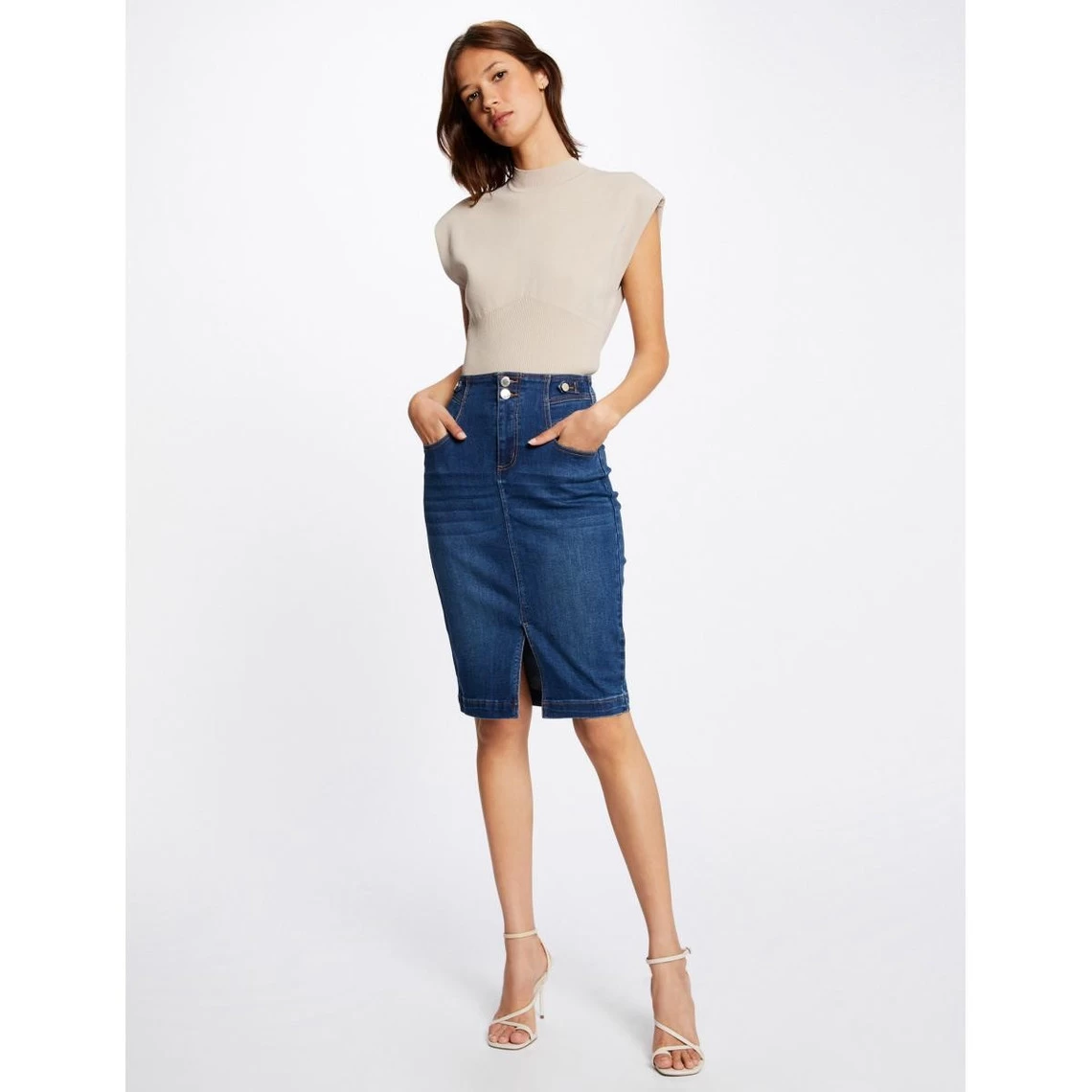 MORGAN Jupe Droite Fendue En Jean | 3 SUISSES 4 MORGAN Jupe Droite Fendue En Jean | 3 SUISSES – Image 2