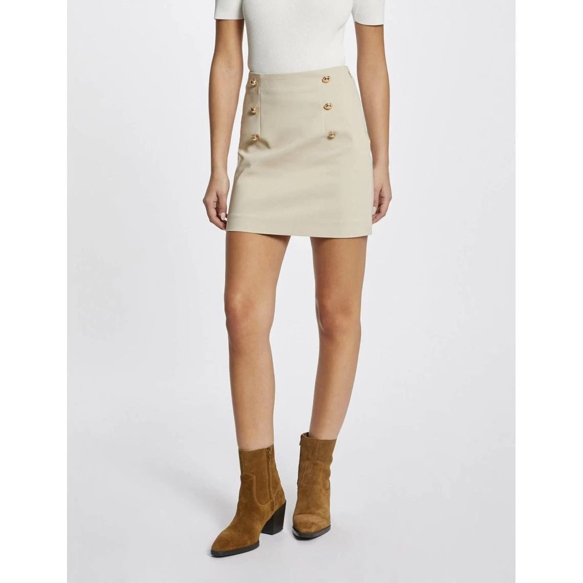 MORGAN Jupe Droite Taille Haute à Ponts | 3 SUISSES 3 MORGAN Jupe Droite Taille Haute à Ponts | 3 SUISSES