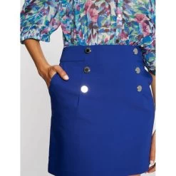 MORGAN Jupe Droite Taille Haute Avec Boutons | 3 SUISSES 10 MORGAN Jupe Droite Taille Haute Avec Boutons | 3 SUISSES -Chic Femme Soldes jupe droite taille haute avec boutons bleu electrique 3264592 5849926 26 1140x1140