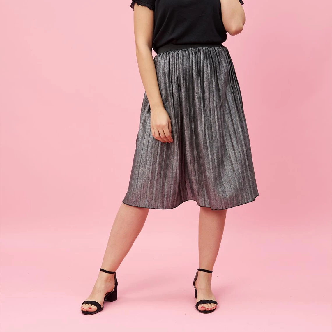 Jupe Longue Plissée Taille élastique Femme - Gris | 3 SUISSES 3 Jupe Longue Plissée Taille élastique Femme - Gris | 3 SUISSES