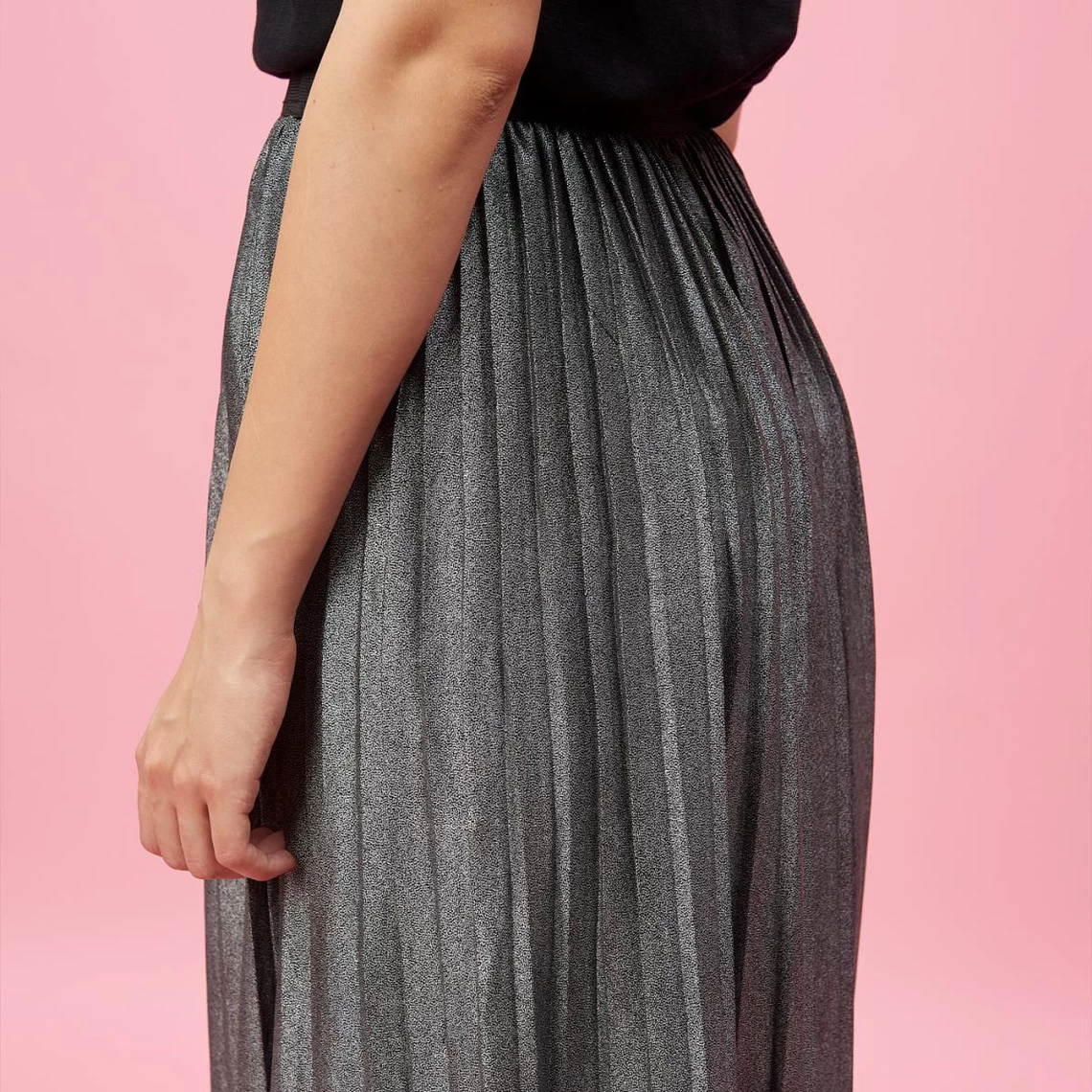 Jupe Longue Plissée Taille élastique Femme - Gris | 3 SUISSES 4 Jupe Longue Plissée Taille élastique Femme - Gris | 3 SUISSES – Image 2