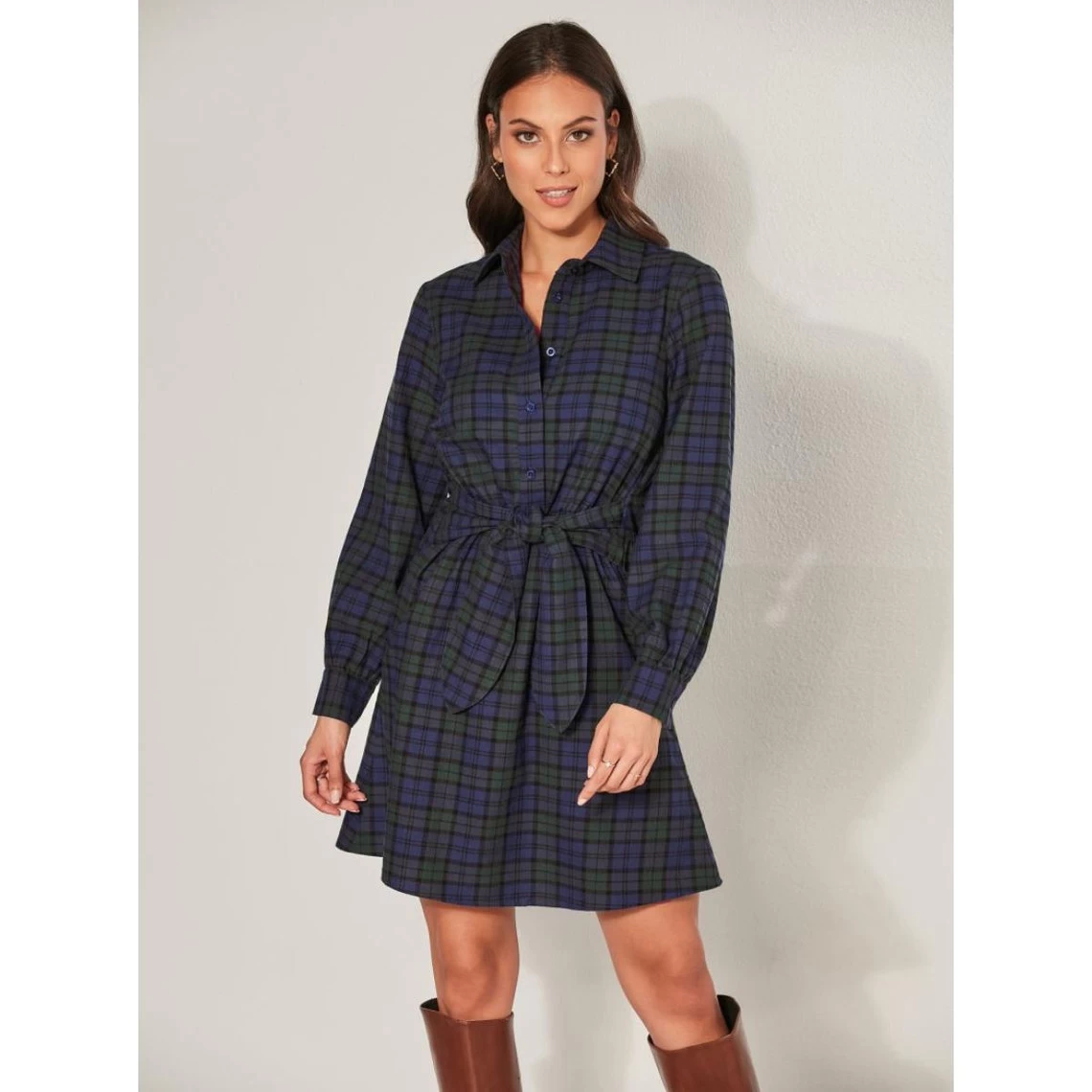 Robe à Carreaux En Flanelle Douce | 3 SUISSES 3 Robe à Carreaux En Flanelle Douce | 3 SUISSES