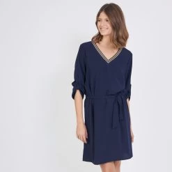 Meilleures ventes 15 Robe Ceinturée Col V Rayé June | Robe Courte 3 SUISSES