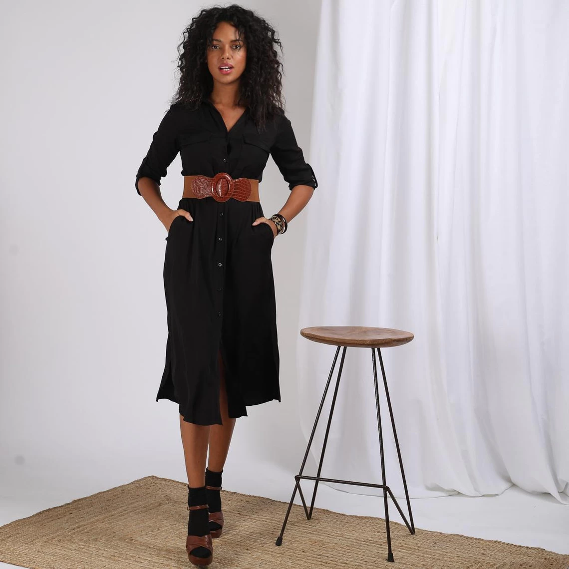 Robe Chemise Ceinturée Dandy | Robe Longue 3 SUISSES 4 Robe Chemise Ceinturée Dandy | Robe Longue 3 SUISSES – Image 2