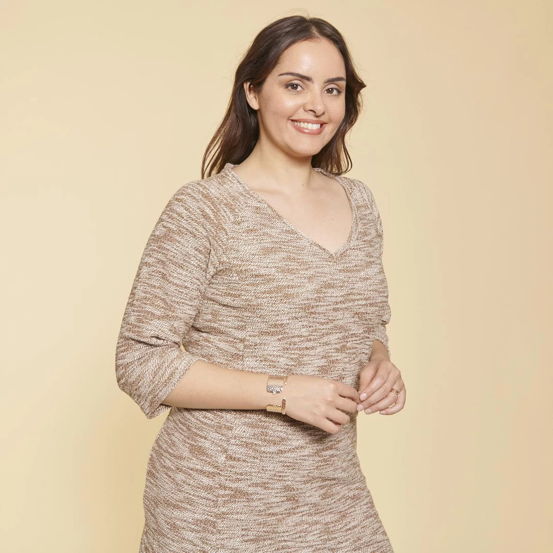 Robe Courte Cintrée Manches 3/4 En Molleton Femme | 3 SUISSES 4 Robe Courte Cintrée Manches 3/4 En Molleton Femme | 3 SUISSES – Image 2