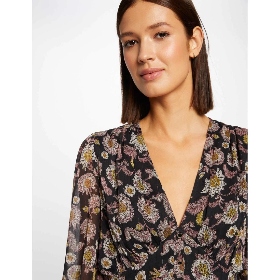 MORGAN Robe Droite Manches 3/4 Imprimé Végétal MULTICO | 3 SUISSES 6 MORGAN Robe Droite Manches 3/4 Imprimé Végétal MULTICO | 3 SUISSES – Image 4