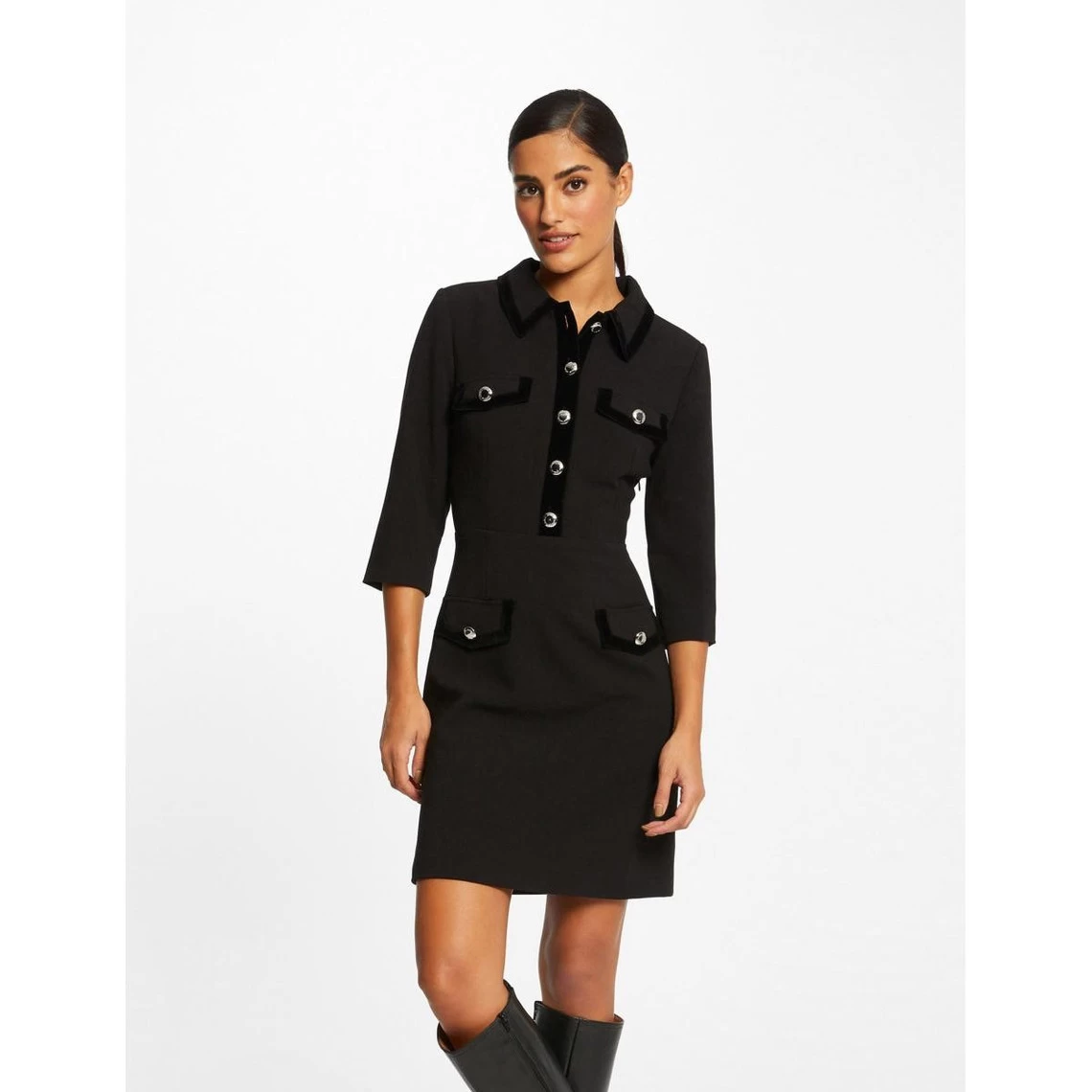 MORGAN Robe Droite Manches 3/4 NOIR | 3 SUISSES 3 MORGAN Robe Droite Manches 3/4 NOIR | 3 SUISSES