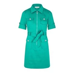 MORGAN Robe Droite Manches Courtes Ceinturée | 3 SUISSES -Chic Femme Soldes robe droite manches courtes ceinturee vert moyen 3507780 6982948 48 1140x1140