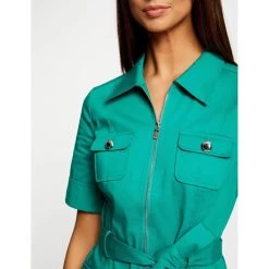 MORGAN Robe Droite Manches Courtes Ceinturée | 3 SUISSES -Chic Femme Soldes robe droite manches courtes ceinturee vert moyen 3507780 6982950 50 1140x1140