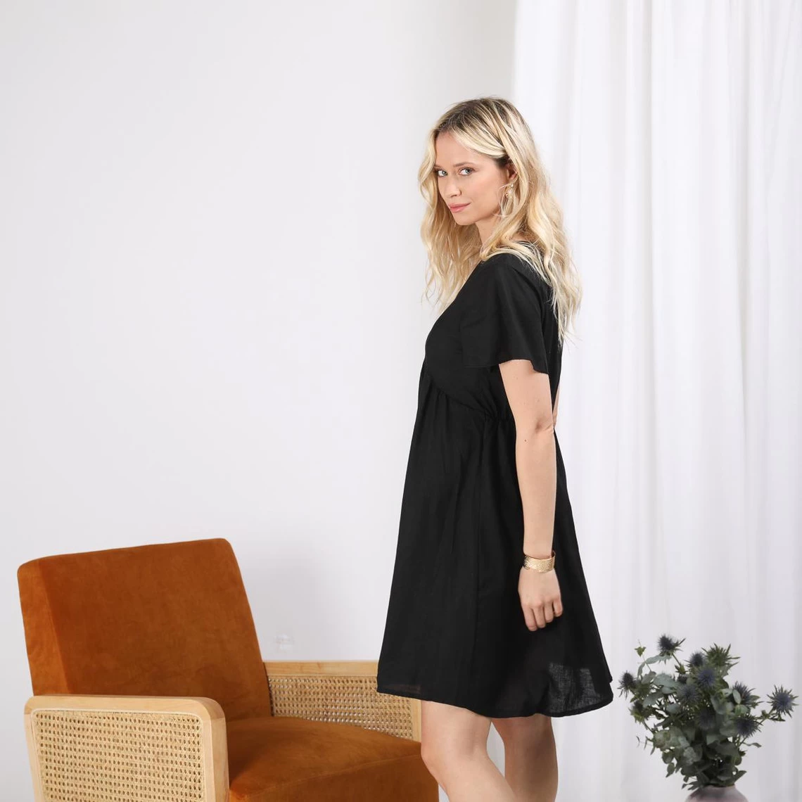 Robe Manches Courtes En LinKaty | Robe Courte 3 SUISSES 4 Robe Manches Courtes En LinKaty | Robe Courte 3 SUISSES – Image 2