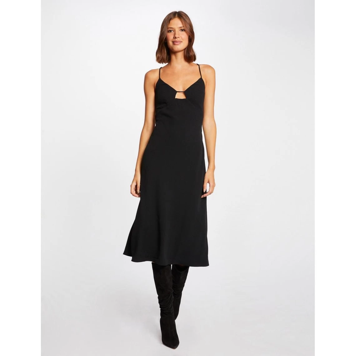 MORGAN Robe Midi Droite Avec Laçage NOIR | 3 SUISSES 4 MORGAN Robe Midi Droite Avec Laçage NOIR | 3 SUISSES – Image 2