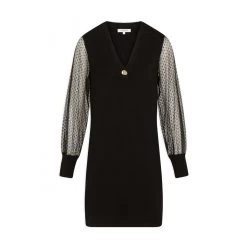 MORGAN Robe Pull Droite à Manches En Dentelle | 3 SUISSES -Chic Femme Soldes robe pull droite a manches en dentelle noir 3408534 6476752 52 1140x1140