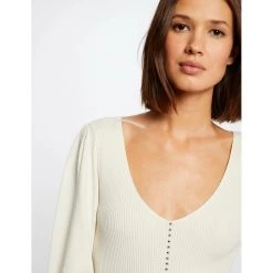 MORGAN Robe Pull Patineuse Avec Col En V | 3 SUISSES -Chic Femme Soldes robe pull patineuse avec col en v beige 3408976 6478414 14 1140x1140
