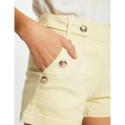 MORGAN Short Ajusté à Pont | 3 SUISSES 10 MORGAN Short Ajusté à Pont | 3 SUISSES -Chic Femme Soldes short ajuste a pont jaune paille 3393110 6376986 86 1140x1140