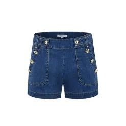 MORGAN Short Avec Boutons | 3 SUISSES 9 MORGAN Short Avec Boutons | 3 SUISSES -Chic Femme Soldes short avec boutons jean stone 3508108 6993270 70 1140x1140