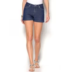Short En Jean à Revers Ella | Short 3 SUISSES -Chic Femme Soldes short en jean coupe 5 poches bas a revers femme bleu fonce 1183053 3 1140x1140